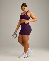 EasyLift™ Cross Back Sports Bra with Gray Logo | Blackberry Purple