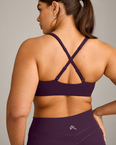EasyLift™ Cross Back Sports Bra with Gray Logo | Blackberry Purple