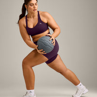 EasyLift™ Cross Back Sports Bra with Gray Logo | Blackberry Purple