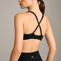 EasyLift™ Cross Back Sports Bra with Gray Logo | Black