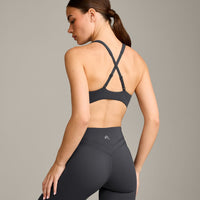 EasyLift™ Cross Back Sports Bra with Gray Logo | Coal