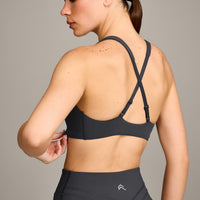 EasyLift™ Cross Back Sports Bra with Gray Logo | Coal