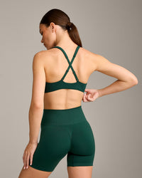 EasyLift™ Cross Back Sports Bra with Gray Logo | Racing Green