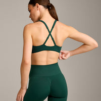 EasyLift™ Cross Back Sports Bra with Gray Logo | Racing Green