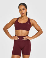 EasyLift™ Cross Back Sports Bra with White Logo | Rosewood
