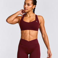 EasyLift™ Cross Back Sports Bra with Gray Logo | Rosewood