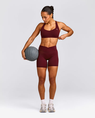 EasyLift™ Cross Back Sports Bra with Gray Logo | Rosewood