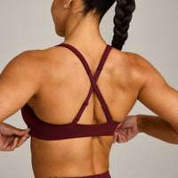EasyLift™ Cross Back Sports Bra with Gray Logo | Rosewood