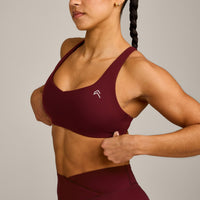 EasyLift™ Cross Back Sports Bra with Gray Logo | Rosewood