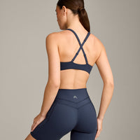 EasyLift™ Cross Back Sports Bra with Gray Logo | True Blue