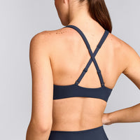 EasyLift™ Cross Back Sports Bra with Gray Logo | True Blue