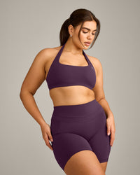 EasyLift™ Halter Bralette with Gray Logo | Blackberry Purple