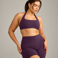 EasyLift™ Halter Bralette with Gray Logo | Blackberry Purple