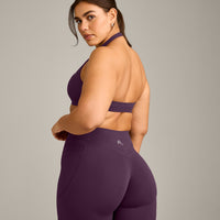 EasyLift™ Halter Bralette with Gray Logo | Blackberry Purple