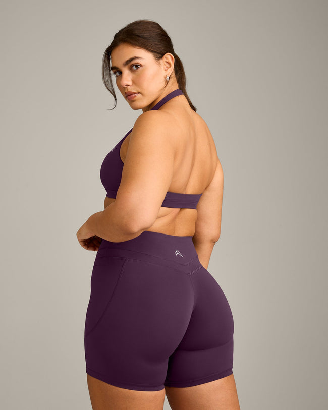 EasyLift™ Halter Bralette with Gray Logo | Blackberry Purple