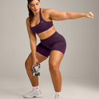 EasyLift™ Halter Bralette with Gray Logo | Blackberry Purple