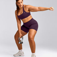 EasyLift™ Halter Bralette with Gray Logo | Blackberry Purple