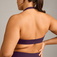 EasyLift™ Halter Bralette with Gray Logo | Blackberry Purple