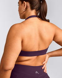 EasyLift™ Halter Bralette with Gray Logo | Blackberry Purple