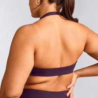 EasyLift™ Halter Bralette with Gray Logo | Blackberry Purple