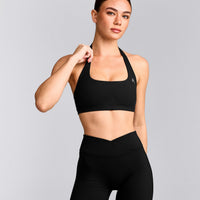 EasyLift™ Halter Bralette with Gray Logo | Black