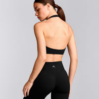 EasyLift™ Halter Bralette with Gray Logo | Black