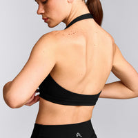 EasyLift™ Halter Bralette with Gray Logo | Black