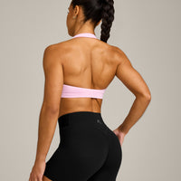 EasyLift™ Halter Bralette with Gray Logo | Chalk Pink