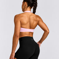 EasyLift™ Halter Bralette with Gray Logo | Chalk Pink