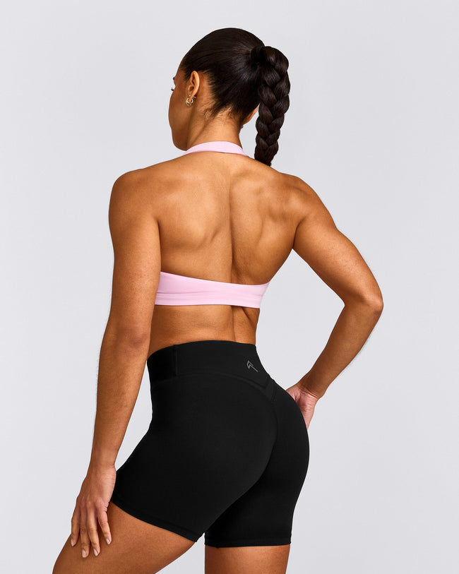 EasyLift™ Halter Bralette with Gray Logo | Chalk Pink