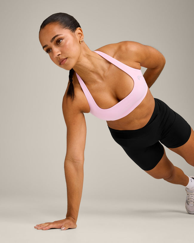 EasyLift™ Halter Bralette with Gray Logo | Chalk Pink