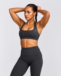 EasyLift™ Halter Bralette with Gray Logo | Coal