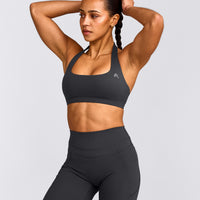 EasyLift™ Halter Bralette with Gray Logo | Coal
