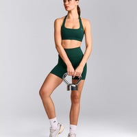 EasyLift™ Halter Bralette with Gray Logo | Racing Green