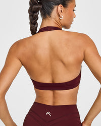 EasyLift™ Halter Bralette with White Logo | Rosewood
