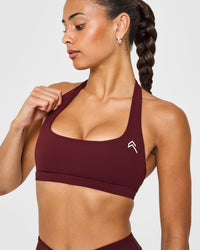 EasyLift™ Halter Bralette with White Logo | Rosewood