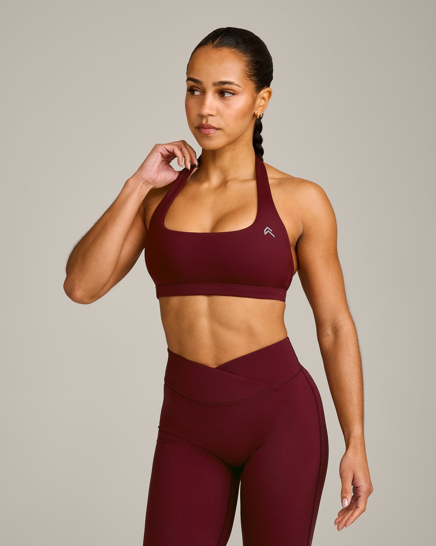 EasyLift™ Halter Bralette with Gray Logo | Rosewood