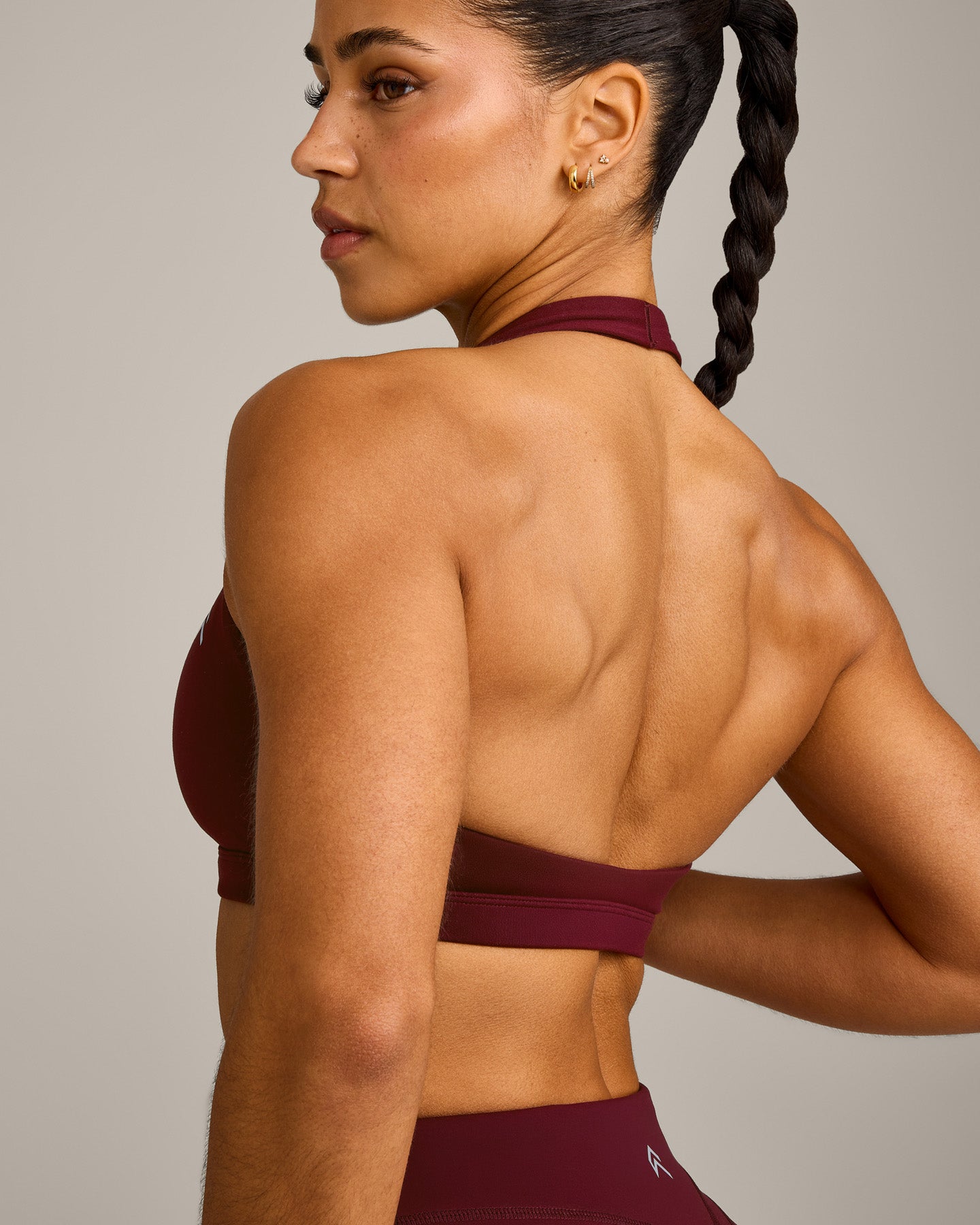 EasyLift™ Halter Bralette with Gray Logo | Rosewood