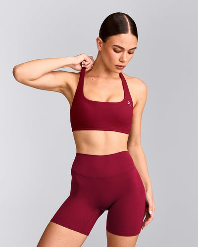 EasyLift™ Halter Bralette with Gray Logo | Ruby Red