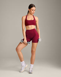 EasyLift™ Halter Bralette with Gray Logo | Ruby Red