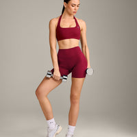 EasyLift™ Halter Bralette with Gray Logo | Ruby Red