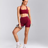 EasyLift™ Halter Bralette with Gray Logo | Ruby Red