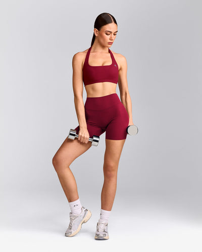 EasyLift™ Halter Bralette with Gray Logo | Ruby Red