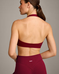 EasyLift™ Halter Bralette with Gray Logo | Ruby Red