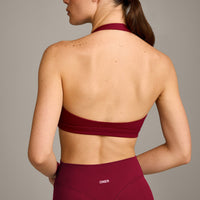 EasyLift™ Halter Bralette with Gray Logo | Ruby Red