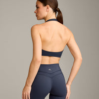 EasyLift™ Halter Bralette with Gray Logo | True Blue