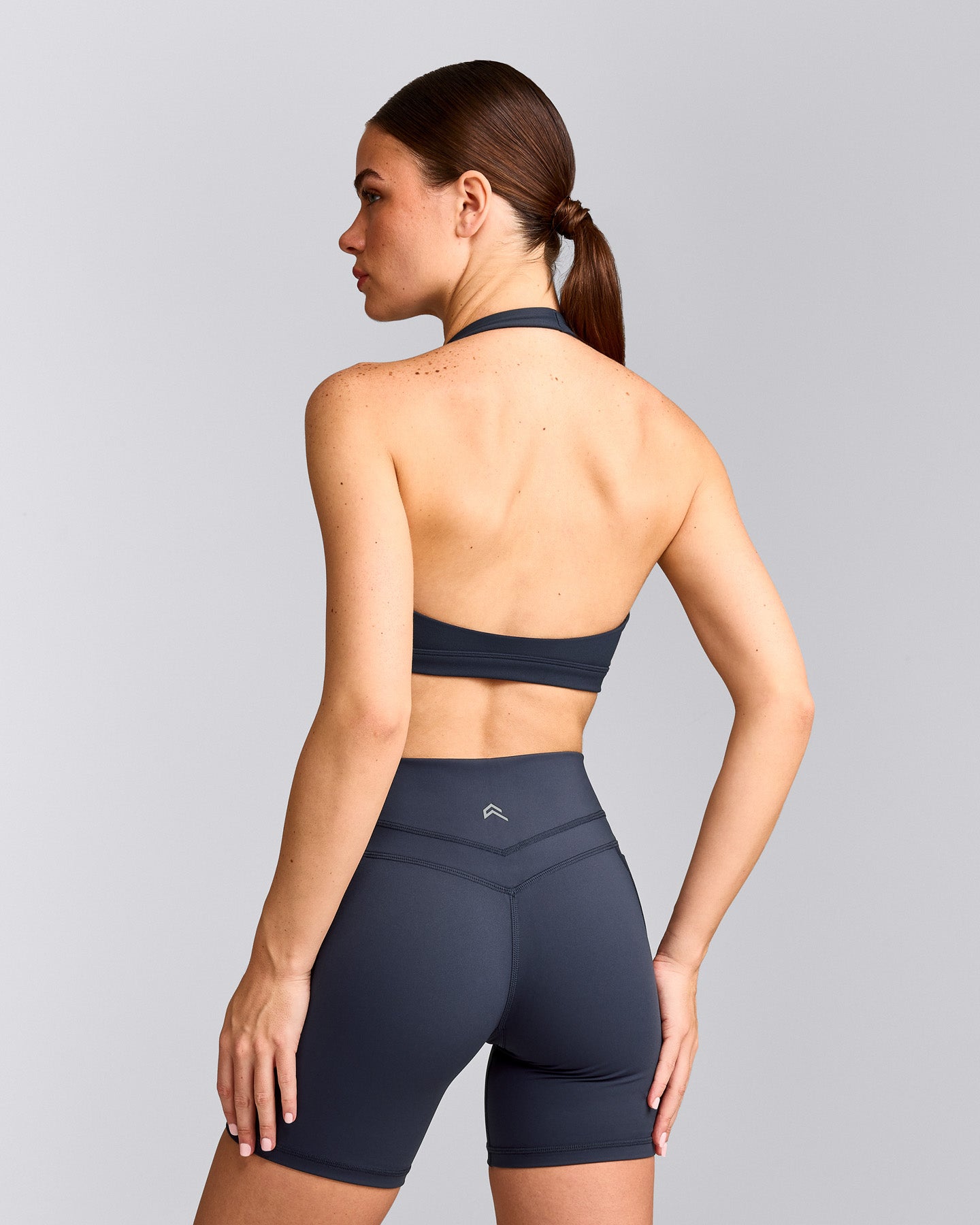 EasyLift™ Halter Bralette with Gray Logo | True Blue