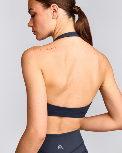 EasyLift™ Halter Bralette with Gray Logo | True Blue