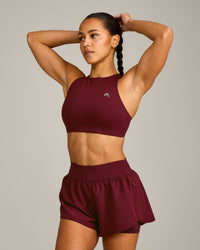EasyLift™ High Neck Sports Bra with Gray Logo | Rosewood