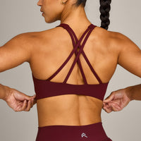 EasyLift™ High Neck Sports Bra with Gray Logo | Rosewood